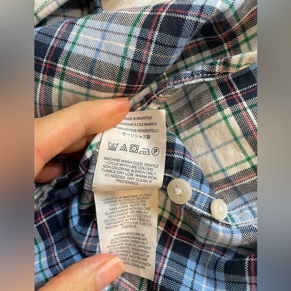 J crew all cotton oxford Men's Blue Plaid Shirt - Picture 8 of 12